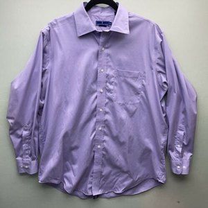 Lanesboro Mens XL Non Iron Cotton Purple Long Sleeve Button Down Casual Shirt